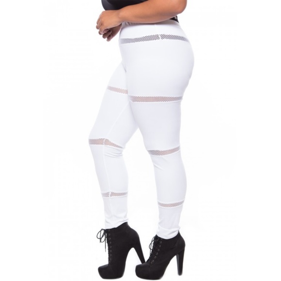 1x-3x New Plus Size Contrast White Leggings - Picture 4 of 8